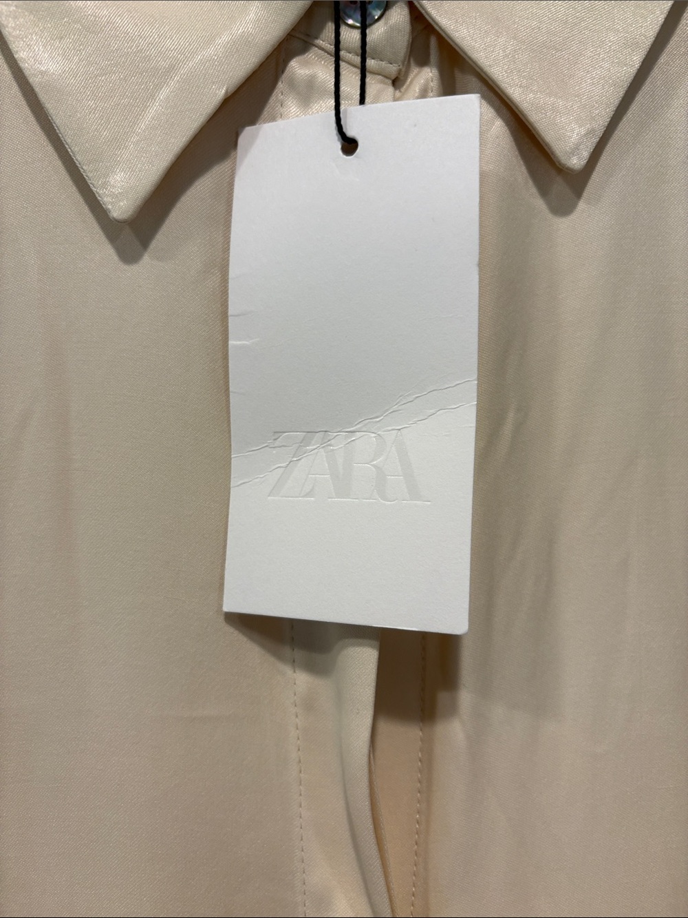 Zara Cream Lace-Hem Button Blouse - Picture 3 of 7